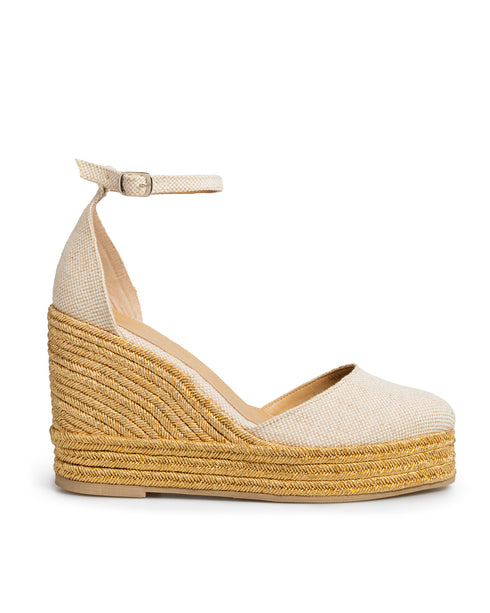 Alpargata Beige Ankle Strap Tacón Cuña 1908